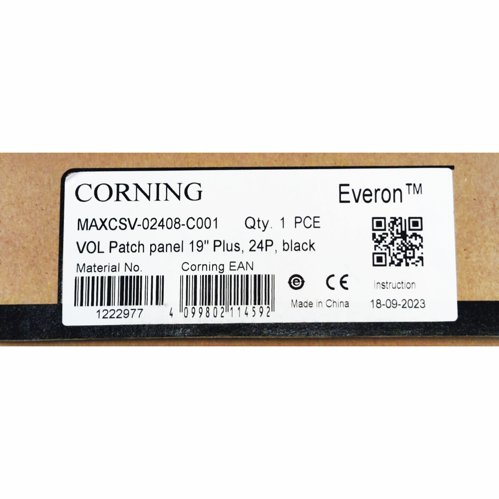 Патч-панель для 24 модулів Keystone 19'', 1U, чорна, Corning